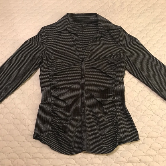 Express Portofino Button-down Shirt/Blouse in Black/Silver, Size Small - Picture 3 of 7